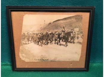 Original World War I German Photograph Sef Amerikaner. American Prisoners Soldier On Horseback.