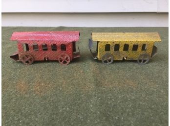 Early Antique Tin Train Cars. Maybe Circus Train Cars. 1887.