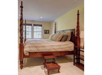 Bombay Co King Size Head, Foot Board And A Pair Of Bed Steps