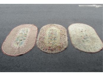 Lot Of 3 Vintage Oval Hooked Rugs