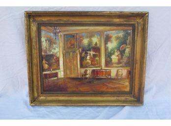 Vintage Framed Oil Painting On Canvas Appears To Be Signed L Martina - Hard To Read