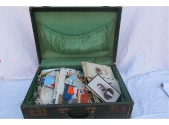 Suitcase Lot With Vintage And Antique Papers, Photographs,  Stereo Views And More. As Found