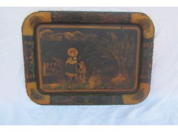 Vintage Antique Tole Painted Tray