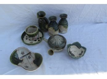 Vintage 8 Piece Lot Of Japanese Pottery
