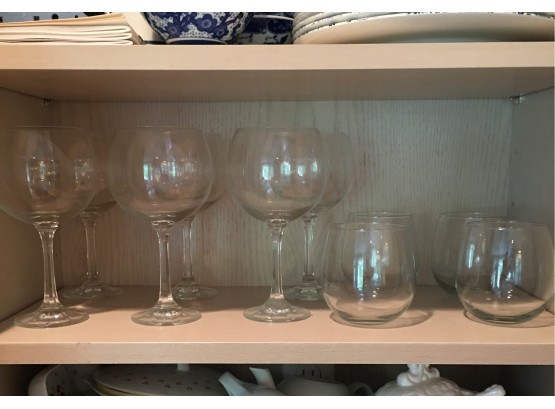 Lot Of Glass Tumblers And Wine Glasses