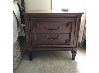 Vintage Wooden Nightstand/side Table With Two Drawers