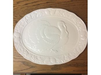 Himark White Ceramic Turkey Platter