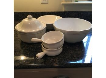 Pfaltzgraff Heritage White Mixing Bowl, Tureen And Soup Bowls