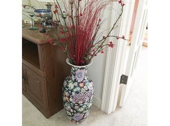 Colorful Vase With Faux Flowering Branches