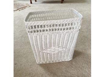 White Wicker Waste Basket