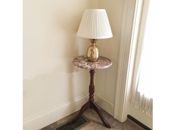 Marble Top Table With Gold Pineapple Lamp