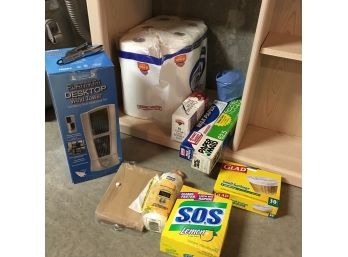 Lot Of Assorted Kitchen Bags, Paper Towels And Tower Fan