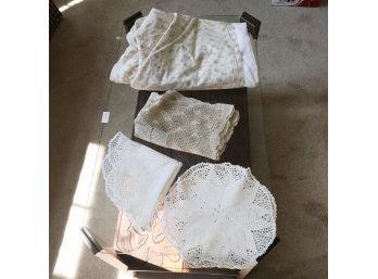 Vintage Crochet Doilies And Bed Skirt