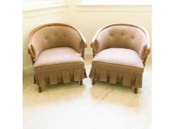 Vintage Upholstered Armchair Pair