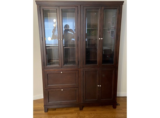 Bassett Furniture Hardwood And Glass Door Storage Cabinet