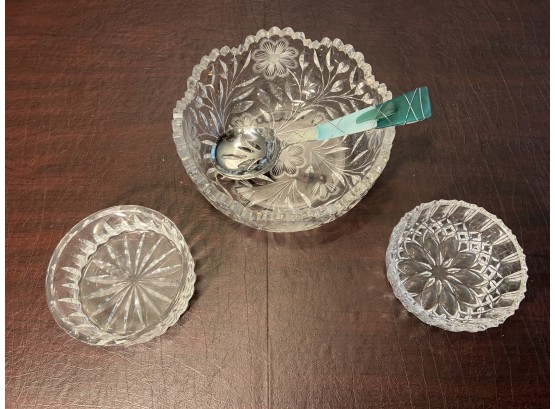 Crystal Bowls And An Interesting Sea Glass Embellished Serving Spoon