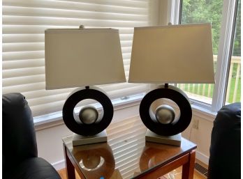 Pair Of Metal Modern Art Table Lamps