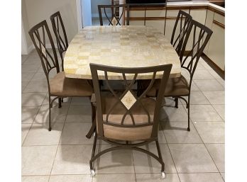 Composite Top Coated Aluminum Frame Table With Six Matching Chairs