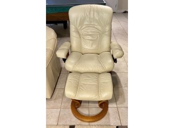 Ekornes Leather Recliner And Ottoman
