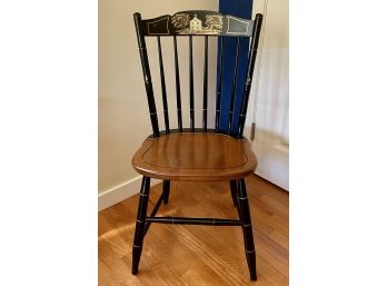 Hand Painted Hardwood Chair With Depiction Of Wilton, CT Old Town Hall 1832