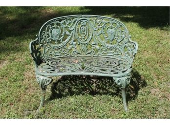 Antique Cast Iron Garden Sitting Chair Painted Green