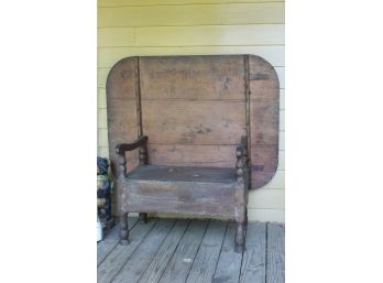 Antique Primitive New England Farm Table / Settle Tilt Bench