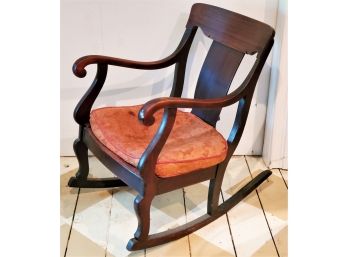 Antique Mahogany Upholstered Rocking Chair