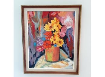 Framed Signed Bouquet Painting