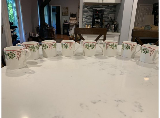 Tiffany & Co Este Ceramiche Made In Italy Christmas Holiday Coffee 8 Piece Mugs Set