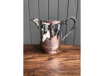 Silver Plate Pitcher With Ornate Handle