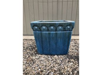 Blue Glazed Terra Cotta Planter Pot