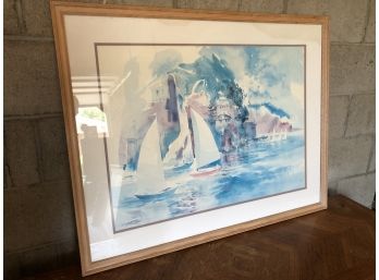 Framed Sailboat Print By K Potter (water Damage)