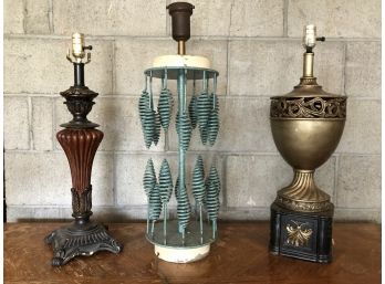 Group Of 3 Nonworking Decorative Lamps