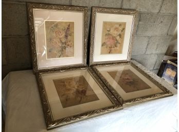 Set Of 4 Framed Floral Prints ($160 Retail Value)