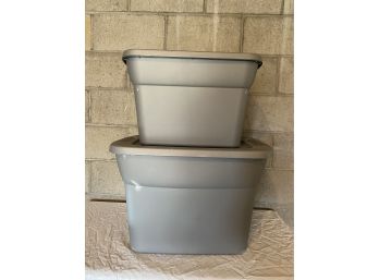 Set Of 2 Gray Sterilite Storage Containers