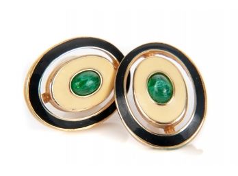Oval Earrings Blue White And Green