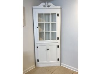 White Wooden Curio Corner Cabinet