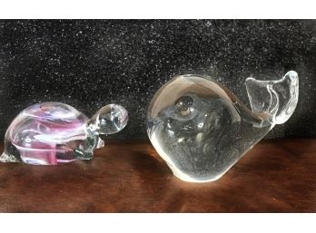 Glass Whale  & Turtle