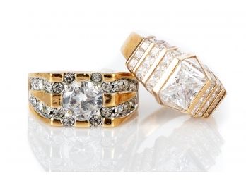 Two Stunning CZ Cocktail Rings