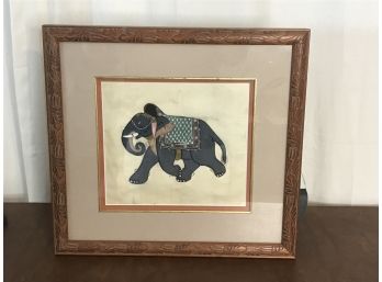 Framed Elephant Painted On Silk