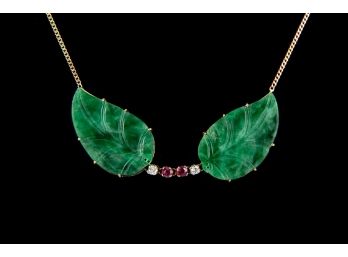 Jade Leaf 14k Necklace