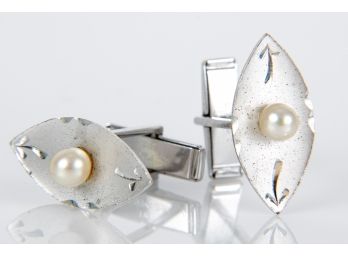 Sterling Cuff Links With Pearls