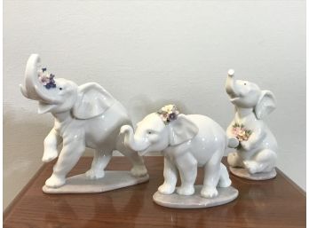 Three Lladro Lucky Elephant Figurines