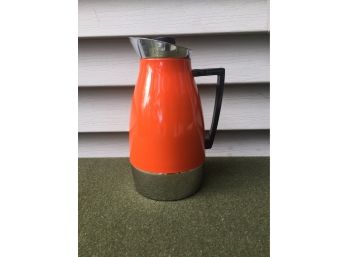 MCM Orange And Chrome Glass Insulated Coffee Tea Pot Or Cold Beverages.