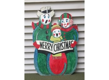 Vintage MERRY CHRISTMAS Carollers Multi-Color Sign. Stands 26' Wide And 40' Tall.