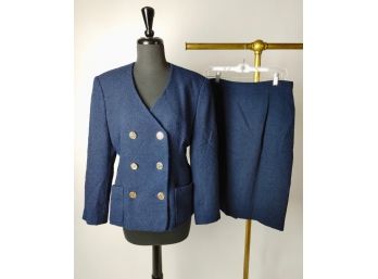 Darabin Ltd Navy Blue Nubby Jacket & Skirt