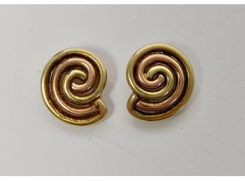 14 K Yellow & Rose Gold Clip Earrings