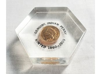 1908 Lucite Encapsulated Indian Head Penny