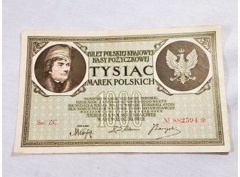 1000 Polish Marks Form 1919