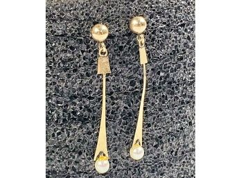 14k Gold Pearl Classic Drop Earrings